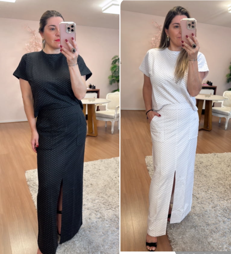 Conjunto de saia poá