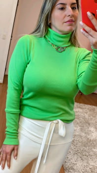 Blusa canelada gola alta, punhos alongados ( ver cores)