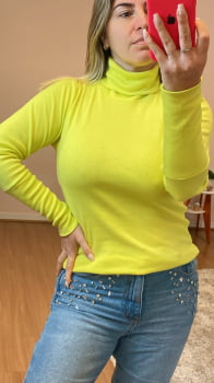 Blusa canelada gola alta, punhos alongados ( ver cores)