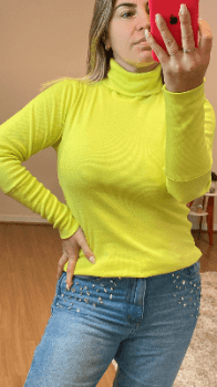 Blusa canelada gola alta, punhos alongados ( ver cores)