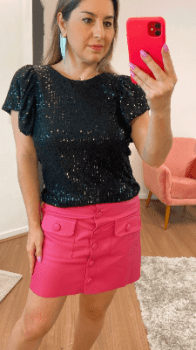 Blusa preta paetês 