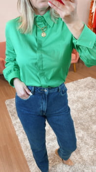 Camisa tricoline com elastano verde 