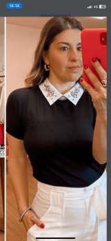 Blusa gola bordada 