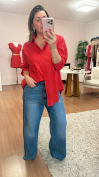 Camisa vermelha de tricoline