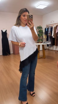 Camiseta barrado renda 