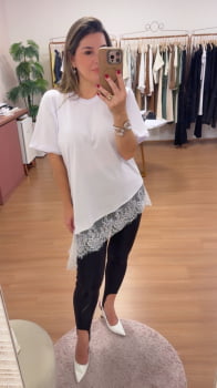 Camiseta barrado renda 