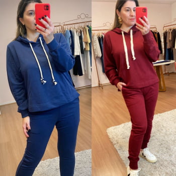 Conjunto de moletom capuz 