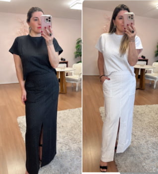 Conjunto de saia poá