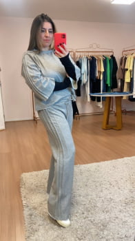 Conjunto moletom cinza mescla claro