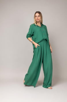 Conjunto verde maquinetado, pantalona 