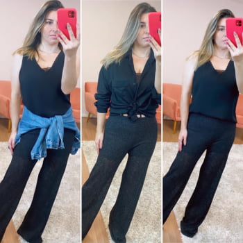 Calça preta lurex 