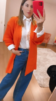 Cardigan médio laranja 