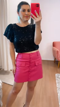 Saia couro Rosa Bella